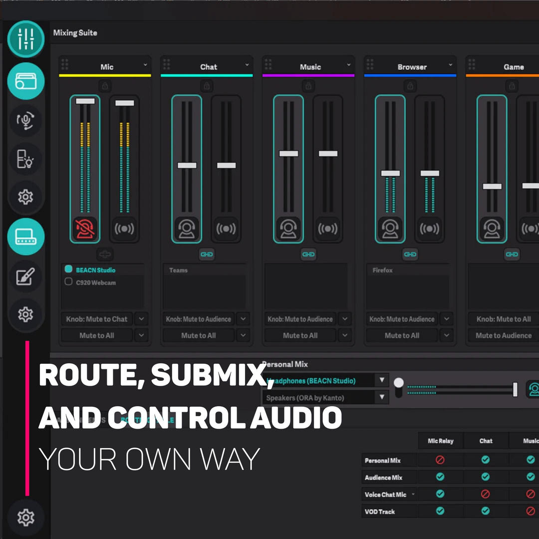 BEACN Mix - USB C Windows Audio Controller met een prachtig 5 kleurendisplay en 4 gladde drukknopencoders voor streaming, gaming, podcasting en thuiswerken (Dark BEACN Mix - USB C Windows Audio Controller met een prachtig 5 kleurendisplay en 4 gladde drukknopencoders voor streaming, gaming, podcasting en thuiswerken (Dark